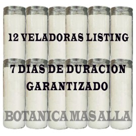 Botanica Mas Alla Candles Veladora - Velon  7 Dias - 7 Day Religious Candle - Veladoras Color Blancas - 6