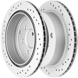 Disc Brake Rotor Rear Drilled and Slotted Vented Rotors for 2005 2006 2007 2008 2009 2010 2011 2012 2013 2014 2015 2016 2017 2018 2019 Nissan Frontier 2005-2015 Xterra 2009-2012 Suzuki Equator