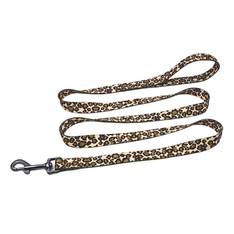 Olahibi Dog Collar Leash Set, Leopard Pattern, Polyester Material, Adjustable