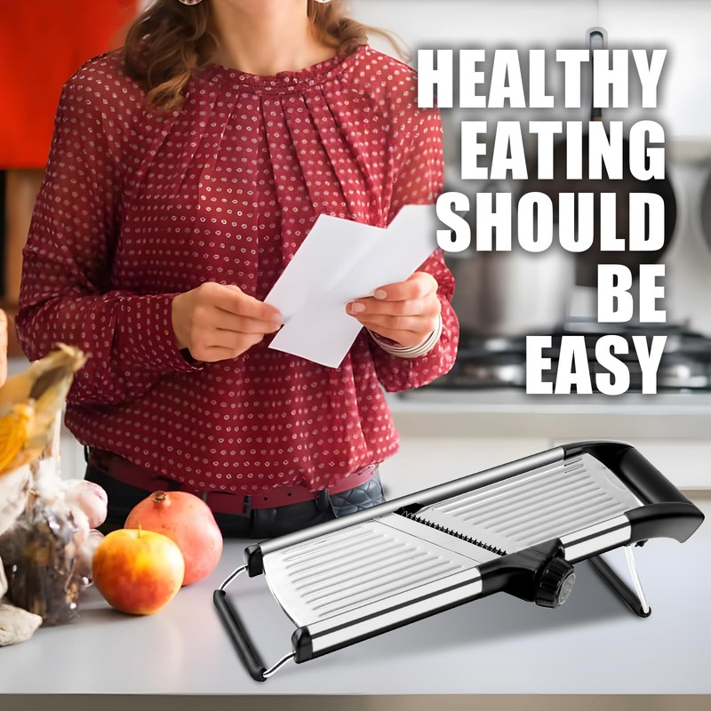 NIOSAVM commercial Mandoline Slicer,Stainless Steel Vegetable Slicer,non-slip mandoline slicer for