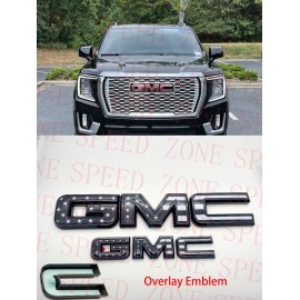 Auto GMC 2021-2023 GMC YUKON YUKON XL Front Rear Tailgate Black Flag OVERLAY Emblem