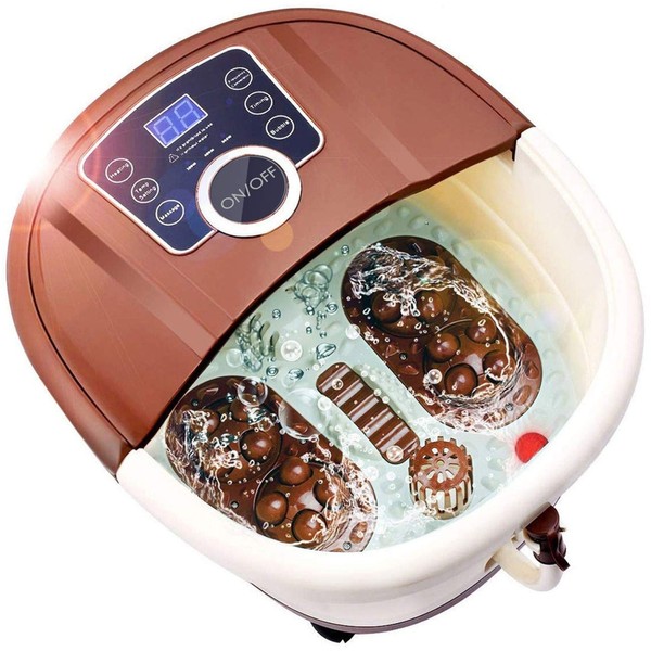 Ovitus Foot Spa Bath Massager with Heat,16 Pedicure Spa Motorized Shiatsu Roller Massage Feet, Frequency Conversion, O2 Bubbles, Adjustable Time & Temperature,LED Display
