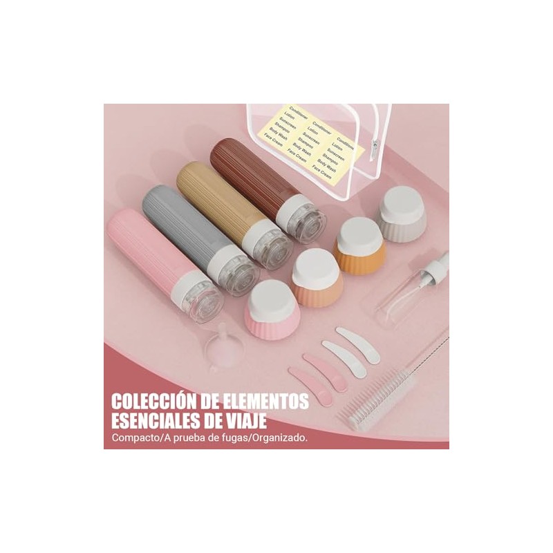 Set 3 Botellas de Viaje Silicona 70ml,Envases Herméticos.