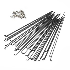 BaveL 36 Pcs 14G Black Bicycle Steel Spokes (201 mm-309 mm) with Copper Cap 36pcs,Mountain Bike Spokes,for MTB,Ebike,City Bikes-Replacement/Repair Spoke (Black 217 mm)