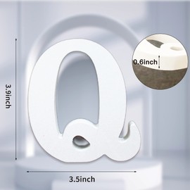 AOCEAN 4 Inch White Wood Letters Unfinished Wood Letters for Wall Decor Decorative Standing Letters Slices Sign Board Decoration for Craft Home Party Projects (Q)