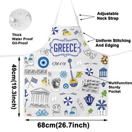 MYSOMY Greece Kitchen Apron Greek Cooking Apron Greece Themed Gifts Greek Apron For Women Men (Greece ap)