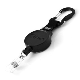KEY-BAK MID6 Retractable Carabiner I.D. Badge Holder with 36" Retractable Cord, 6 oz. Retraction, Steel Carabiner, Black, Model Number: 0006-015