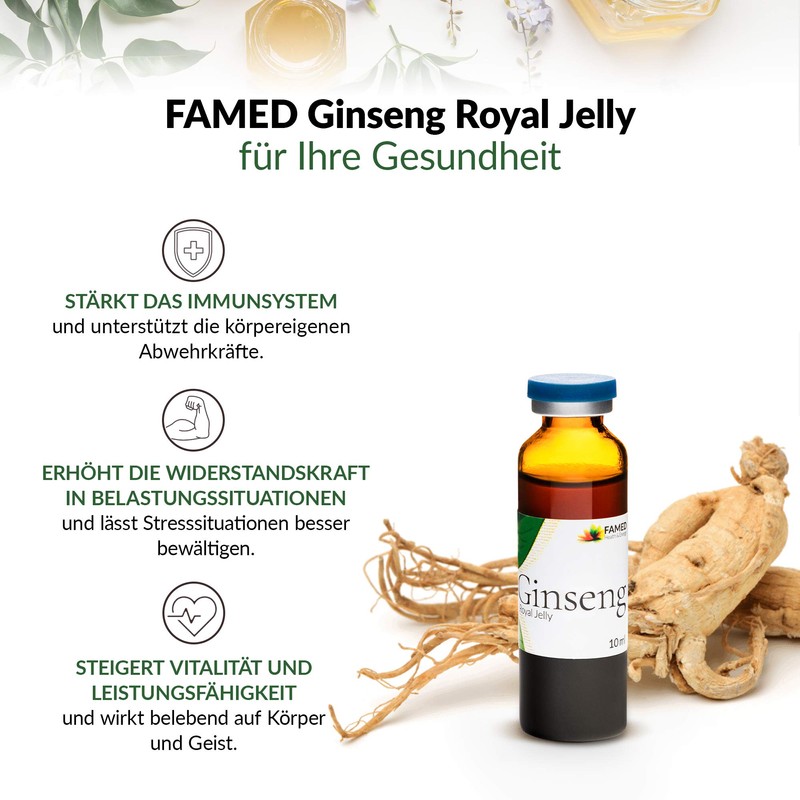 Ginseng Royal Jelly by FAMED – 30 Trinkampullen – reduziert