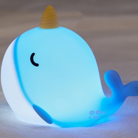 faralite Cute Whale Night Light, Soft Narwhal Silicone LED Night Lamp, Rechargeable Nursery Lamp with 3-Level Dimmable, 30mins Auto-Off, Lovely Room Decor for Bedside, Bedroom(White Lights)