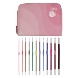 KnitPro Zing Crochet Hooks Set - 12 Color Coded Single Sided Crochet Hooks, Comfortable Handles for Beginners and Gift Box