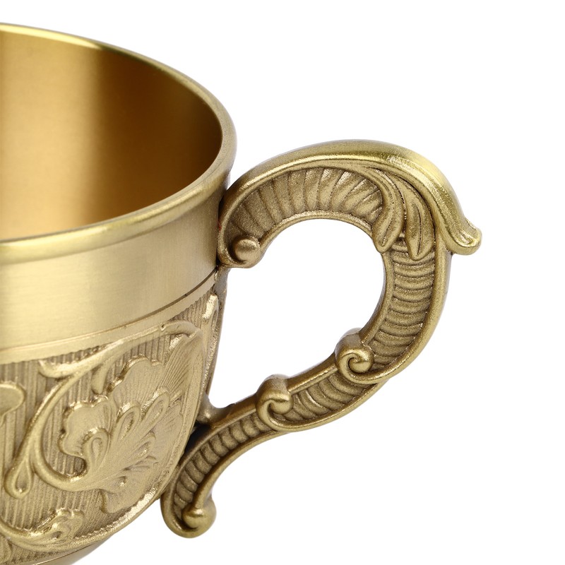 Brass Tea Cup Exquisite Embossed Patterns Retro European Small Coffee