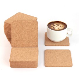 YHCORK Square Cork Coasters Set of 40, 3.5 Inch - Durable, Absorbent for Home & Office. Perfect for Coffee, Tea, & Cold Drinks. Eco-Friendly, Protects Surfaces…