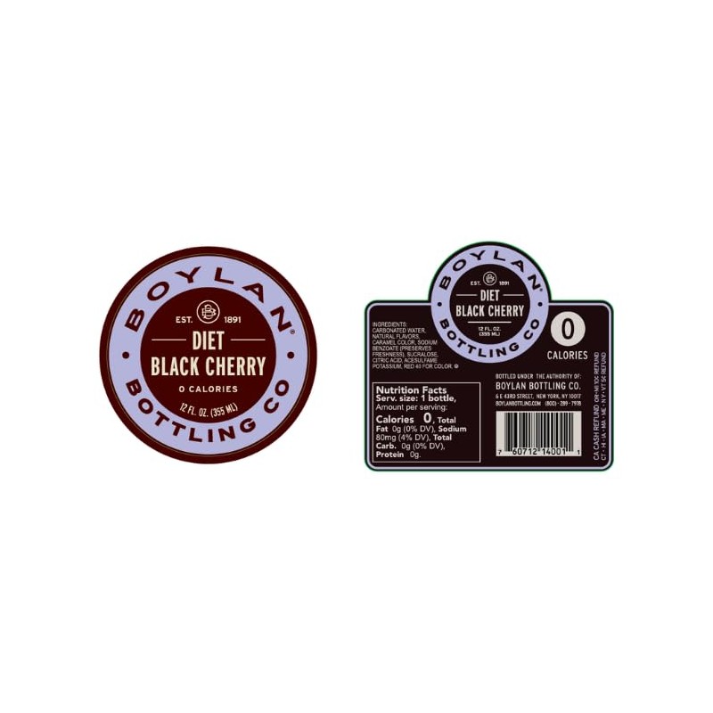 Boylan Bottling Craft Diet Black Cherry Soda 12oz Glass Bottle