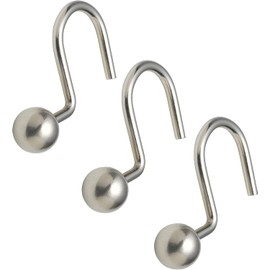 Popular Bath Ball Nickel Metal Shower Curtain Hooks Slips Through Curtain Grommet Easy To Install, Set of 12
