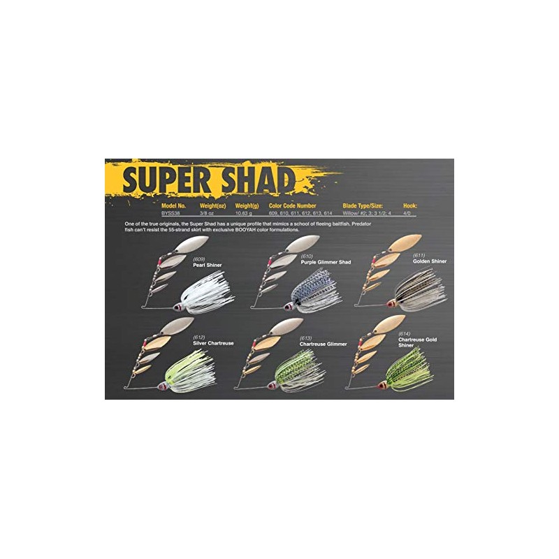 Booyah BYSS38-612 Super Shad Spinnerbait, 3/8-Ounce, Silver