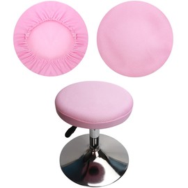 HuaLiSiJi Round Stool Cover Round Bar Stool Covers, Washable Easy Care Mesh Breathable, for 12-15.7in/30-40cm Round Stool Diameter (1PCS Pink)