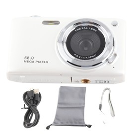 4K Digital Camera for Teens 58MP HD 2.88 Inch IPS Screen 16X Zoom Autofocus Pocket Compact Camera for Travel Photography Vlogging White