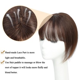 Molefi Hair Toppers for Women Real Human Hair with Bangs Topper Hair Extensions Top Hair Pieces for Thinning Hair Wiglets Premium Remy Hair