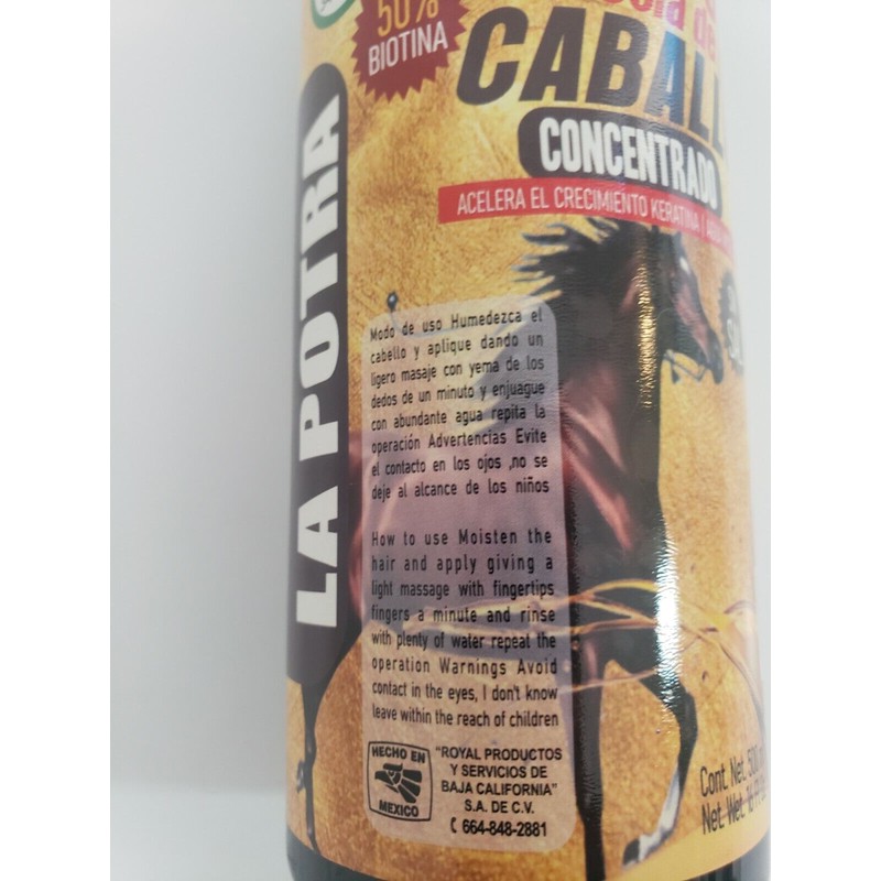 Shampoo Cola de Caballo Concentrado la Potra 16oz Acelera el