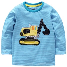 Frogwill Toddler Boys Excavator Long Sleeve Cartoon T Shirts 2t Blue