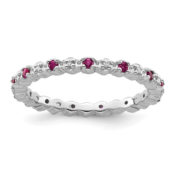 GemApex Eternity Ring Band 925 White Sterling Silver Stackable Expressions