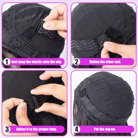 4 PCS Adjustable Elastic Band for 3 in 1 Half Wigs Removable Band Nonslip Wig Strap Black Elastic Bands for Glueless Wig Making Wig Cap Accessories(4 PCS Adjustable Elastic Band)