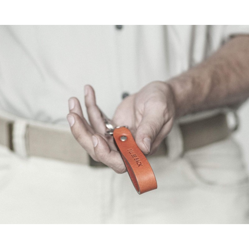 Burnt orange leather key chain drop shape ring keychain boyfriend