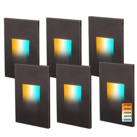 CLOUDY BAY 120V Dimmbale 5 Color LED Indoor Outdoor Step Light,2700K/3000K/3500K/4000K/5000K 3W 35lm,Stair Light,Oil Rubbed Bronze,6 Pack