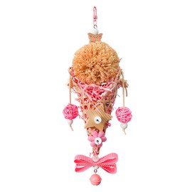 Bird Toys Foraging Shredder Hanging Toys with Bell Parakeet Toy Parrot Swing Climbing Standing Toys Bird Cage Accessories, for Conure Cockatiel Budgies Lovebird, Pink
