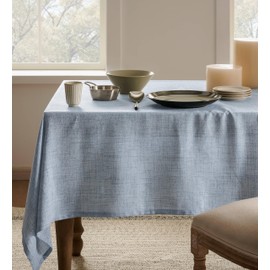 YZJZEDS Linen Tablecloth for Rectangle Table 60x104 Inch Blue, Farmhouse Style Blue Tablecloth, Water Resistant Burlap Tablecloths for Dining Table Farmhouse Kitchen