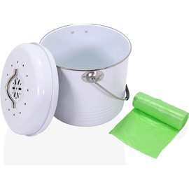 ANBAR 1 Gallon Kitchen Compost Bin Bucket Complete with Silicone Handle Lid