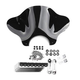 Universal Motorcycle Cruiser Windshield Windscreen With Mounting Kit (Black)