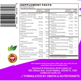 Complete Prenatal Vitamins, Folic Acid, Iron, Choline for Neural Tube Support, Omega-3 DHA for Fetal Brain Development, Calcium-Helper D3 & K2, Non-GMO Vegan Gummies