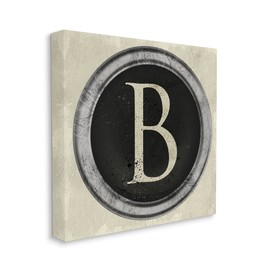 Stupell Industries Letter B Initial Vintage Typewriter Key Shape, Designed by Daphne Polselli Canvas Wall Art, 36 x 36, Beige