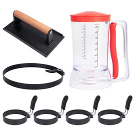 SHINESTAR 7-Piece Griddle Breakfast Kit for Blackstone - Complete Set of Griddle Accessories Including Pancake Batter Dispenser, Bacon Press, and Egg Rings