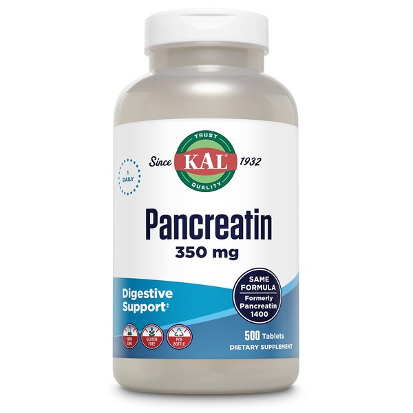 KAL Pancreatin 1400 | Pancreatic Enzymes Amylase, Protease & Lipase to Help Support Healthy Digestion of Carbs, Fats & Proteins | 500 Tablets
