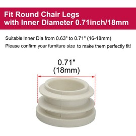 sourcingmap 3/4" 19mm OD Plastic Round Ribbed Tube Insert Pipe Tubing End Covers Caps White 8pcs, 0.71" Inner Dia Furniture Glide Chair Feet Floor Protector