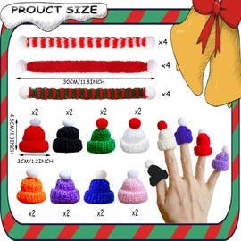 28 PCS Mini Christmas Knit Hat and Scarf, DANUDON Christmas Santa Hats for Crafts Christmas Tree Ornaments Tiny Knit Hat Scarf Cup Bottle Xmas Doll Crafts for DIY Craft Art