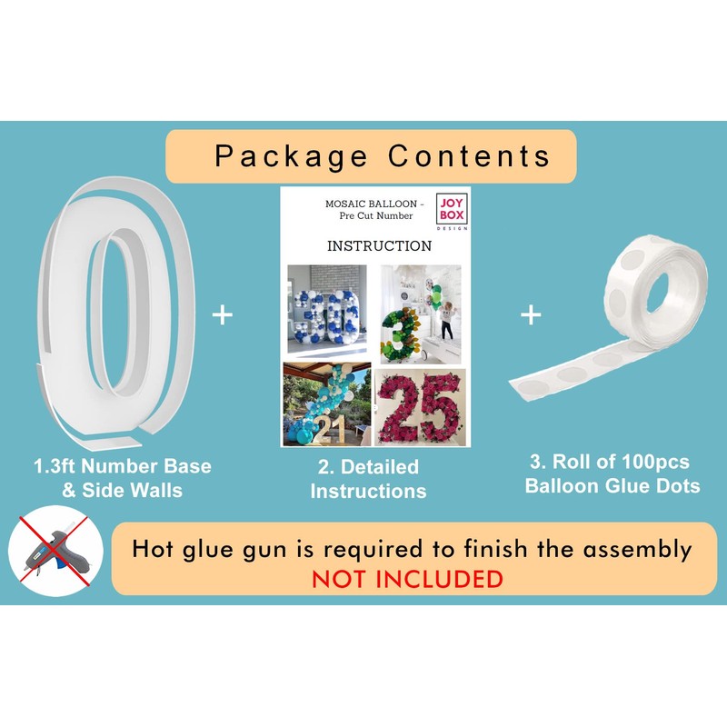 3FT Mosaic Balloon Frame Number 0 Pre-Cut Kit Thick Foam