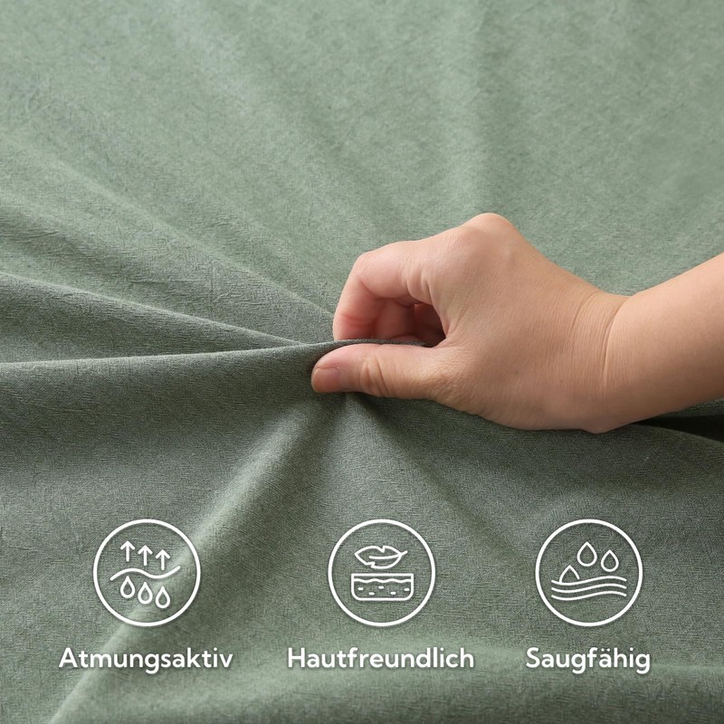 SOULFUL Fitted Sheet 180 x 200 cm, 100% Washed Cotton