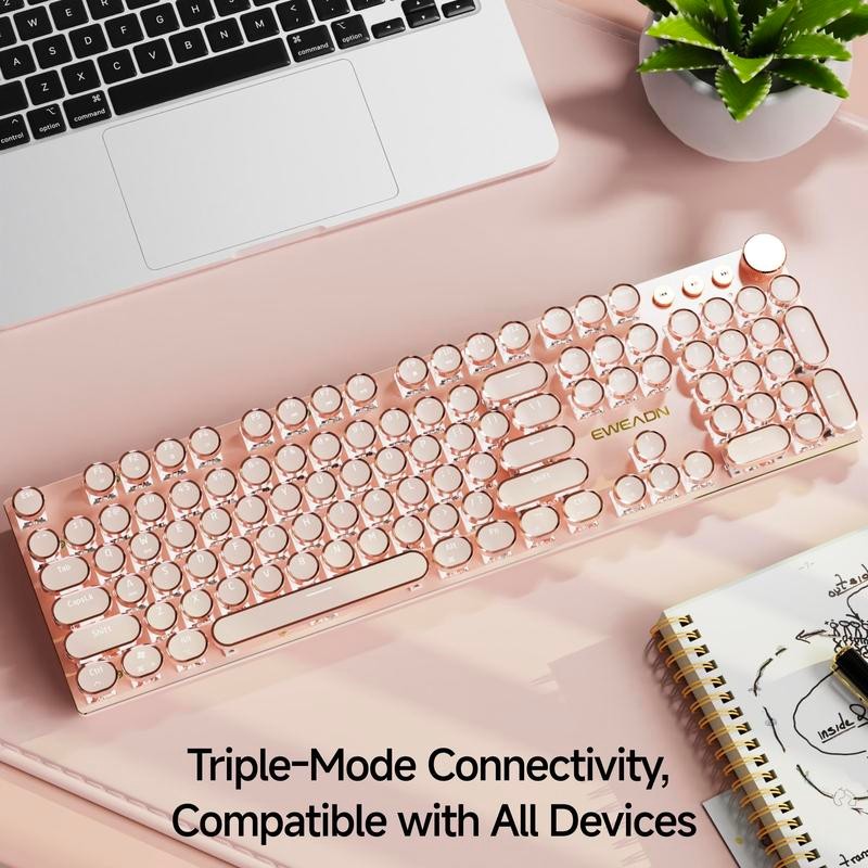 EWEADN V20 Wireless Keyboard, Portable Rechargeable Mechanical Keyboard, Ergonomic Design Keyboard