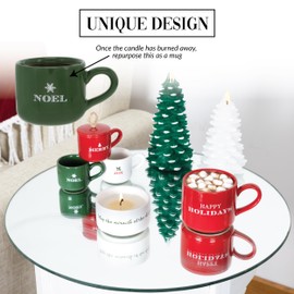 Pavilion - Noel - 2 oz Mini Candle in 2.5 Oz Espresso Shot Glass Mug with Lid Holiday Christmas Decor Present Seasonal Winter to:/from: Gift Tag