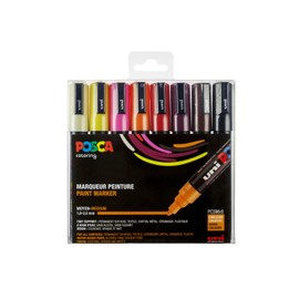 uni-ball POSCA (182517) Medium Bullet Tip Marker Pens Set of 8 Warm Colours