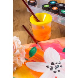 No Spill Paint Cups - 12-Pack Spill Proof Paint Cups with Lids, 4 Assorted Colors Palette Cups, Art Supply for Kids, School, Classroom, 2.4 Inches Tall, 2.75 Inches in Diameter