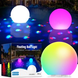 Rechargeable Floating Pool Lights, 6 Inch Light Up Pool Balls with Underwater Lights Show, Color Changing LED Pool Light That Float, IP68 Waterproof Floating Light for Pool, Party, Pond - 1pcs