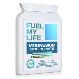 Magnesium Bisglycinate 500mg 90 Capsules - Extremely Bioavailable, High Absorption for Better Sleep, Muscle and Nerve Support - Magnesium Glycinate Vegetarian and Vegan Friendly - Made in the UK