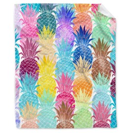 Colorful Pineapple Blanket Pineapple Gifts for Women Girls Men Boys Soft Comfy Plush Lightweight Flannel Throw Blankets for Coach Bed Living Room Pineapple Decor Indoor Outdoor Large (80 in x 60 in)