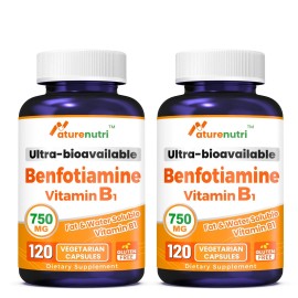 Naturenutri 2 Packs Benfotiamine (Fat & Water Soluble B1) 750mg - 240 Capsules