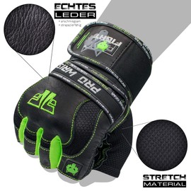 FOX-FIGHT Fitness Gloves Training Gloves Strength Sports Women Men Leather Gloves Bodybuilding Sports Gloves with Wrist Bandage for Strength Training Weight Lifting L Pro Wrist Yellow