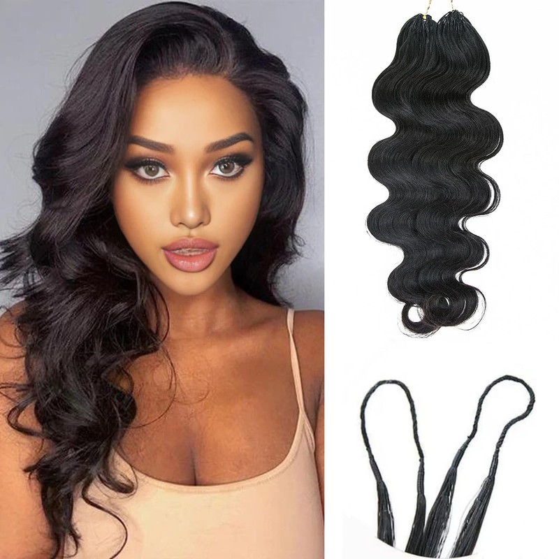 Body Wave Feather Crochet Braid Human Hair Extensions Knotless Pre-Separated